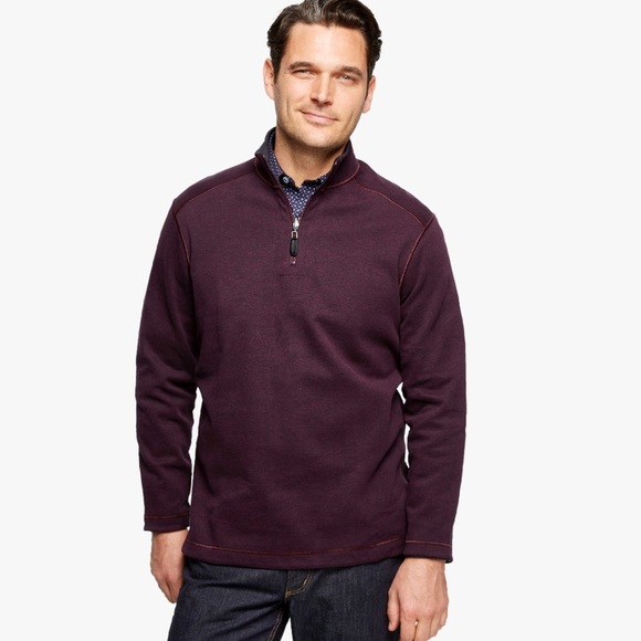 Johnston & Murphy Reversible Quarter Zip Pullover in Wine Color Size XL - Picture 1 of 10